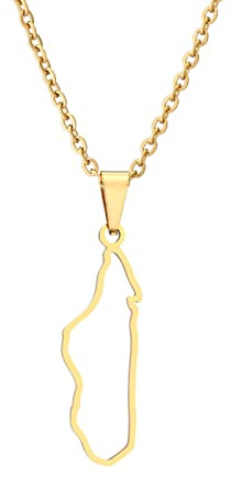 ALTCIRNMD Hiphop Madagaskar Halskette Geschenkanhänger & Kette Madagaskar Karte Männer/Frauen Trendschmuck Modeschmuck Charme Patriotisches Symbol Halskette Geschenk Reisen Gedenkgeschenk, Gelb2,50Cm