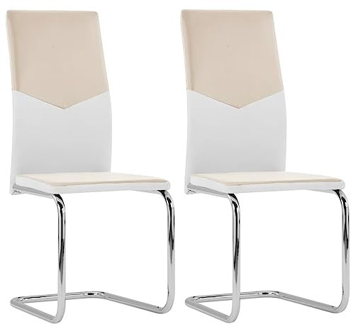 RAUGAJ Stühle-Freischwinger Esszimmerstühle 2 Stück Cappuccino Kunstleder Möbel