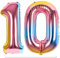 LAPONO Luftballons Geburtstag Zahl 10 Bunt, XXL Folienballon Zahlen 1 und 0 Riesen Helium Ballons 10 Jahre Geburtstagsdeko für Junge, Mädchen 10. Regenbogen Kindergeburtstag Jubiläum Party Deko