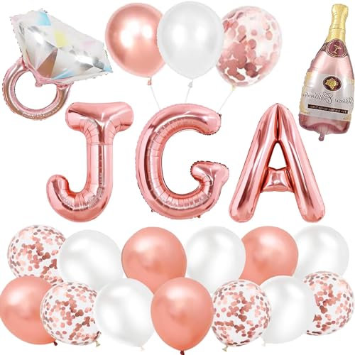 KOBOKO Jga Deko Luftballons,Junggesellenabschied Frauen Deko,Bride To Be Deko,Rosegold Konfetti Luftballons Banner Girlande Folienballons für Tochter Mädchen Abschied Party,Polterabend Deko Accessoire