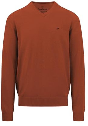 FYNCH-HATTON Jersey de punto fino con cuello en V para hombre, herrumbre, L