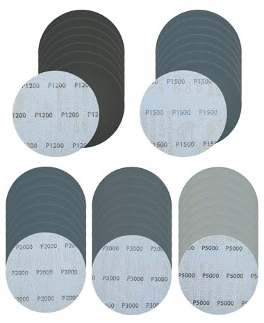 Schleifpapier 115mm Klett Körnung 1200/1500/2000/3000/5000, 40 Stück Schleifscheiben 115mm Nass und Trocken Schleifblätter für Auto Lackarbeiten Polieren
