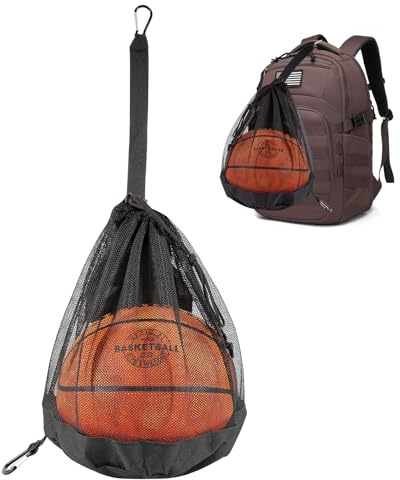 Ballsack,Ballnetz 1 Ball Basketball Tasche,Rucksack Tragbare Ballnetz,FußBallnetz mit Reißverschluss Tasche, Mehrzweck Sport Netztasche,Balltasche Ball Netz Tasche für Fußball Basketball Volleyball