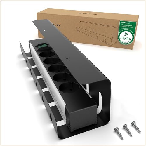 UNITURE® Kabelkanal Schreibtisch [DEKRA Zertifiziert] - 1er Set Kabelmanagement - 40cm lang Kabelhalter - Kabelführung - Cable Management Under Desk - Schwarz