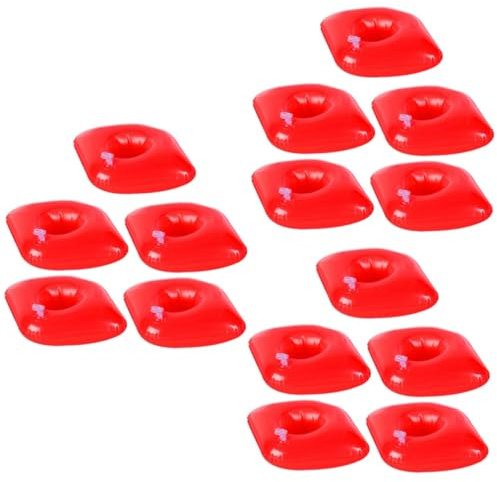 Amosfun 15 STK Bierhalter Wasser Bier Bierhalter Cupcake-Topper Wasser Bierhalter Cupcake-pfanne in Herzform Bierregal PVC Bierhalter Bierdeckel Schwimmen Einfacher Bierhalter Rot