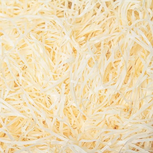 WWZ889 200 g geschreddertes Papier, Bast, Papier für Box, Geschenkkorb, dekorativ, Geschenkbox, Geschenkbox, Geschenkbox, Milchweiß