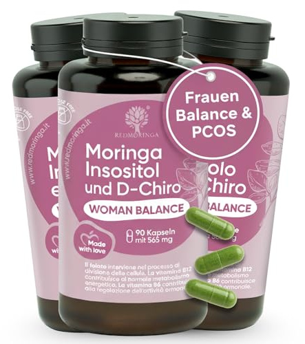 Women Balance PCOS Formula mit Myo Inositol & Bio Moringa Vitamin B Komplex mit B12 & B6 & Folsäure - Unterstützt Hormonhaushalt & Menstruationszyklus - 270 Kapseln