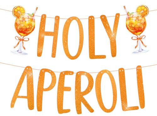 MEJOSER Aperol Deko Orange Girlande Banner Glitzer Wand Deko für Geburtstag JGA Weihnachten Halloween Sommer Strandparty Junggesellenabschied Fasching Karneval