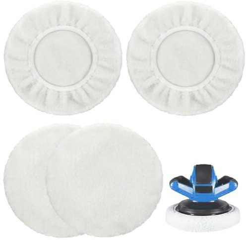 4 PCS Pulido de Lana de Cordero Almohadillas Pulidoras 230-250mm Fundas De Pulido Para Capó De Coche Microfibra Dlmohadilla de Pulido de Lana Para Encerar Y Pulir Capó Pulidor Juego De Paño De Pulido
