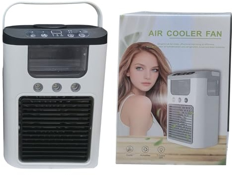 Personal Air Cooler,Desktop Air Cooler,Desktop Air Conditioner Small Cooling Fan - Hazelnut Table Humidifier Machine with 3 Speed Settings for L