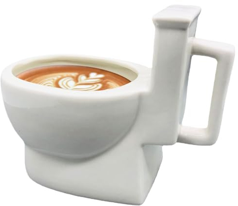 Hintyne Taza de cerámica para inodoro de 355 ml con forma de caca novedosa con caca oculta ideal como regalo de broma para el Día de los Inocentes (blanca)