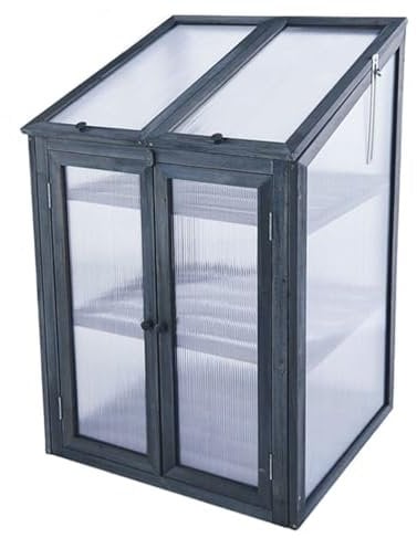 AAMEN 3 Tier Wooden Greenhouse, Portable Outdoor Vegetable Flower Plants, Cold Frame House Double Door and Lockable lid, Wooden Greenhouse for Garden Patio Balcony Backyard