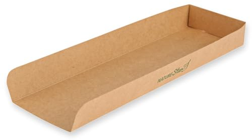 50 Stück NATUREStar Hot Dog Trays | Kraftpapier/PE, FSC®-Mix, Packung, braun, L: 28 cm, B: 8 cm, H: 3 cm, Hot Dog Trays, Kraftpapier Snackschalen, Pappteller