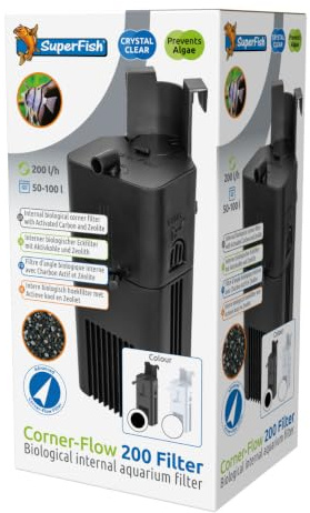 Superfish Corner-Flow 200 Innenfilter für Aquarien, Schwarz