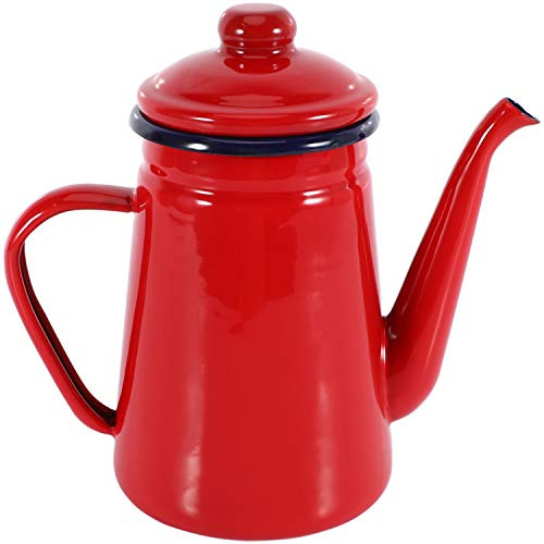 PRATYAHARA 1.1L Enamel Coffee Pot Hand Tea Kettle Induction Cooker Gas Stove Universal Red