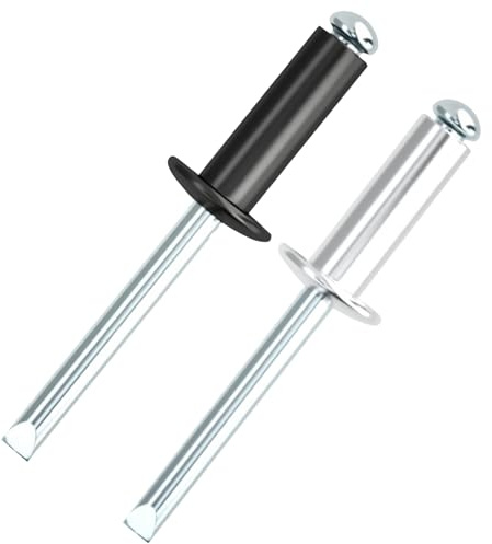 VEGCOO 200 piezas M4.8 x 16 mm remache negro/blanco, remaches ciegos de aluminio, Pop remaches de cabeza plana para vehículos automóviles, muebles, equipos mecánicos