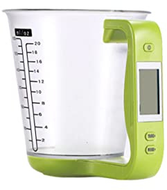 Instrument de mesure électronique de cuisine pichet mesure numérique multifonction balance tasse volume température pesée cuisine avec écran LCD détachable vert pour