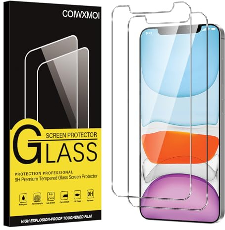 Coiwxmoi Lot de 2 Verre Trempé pour iPhone 11, iPhone XR, Film Protection Écran, 9H Dureté Anti-Rayures Sans Bulles Facile à Installer 0,33mm HD Ultra Transparent Protecteur Vitre