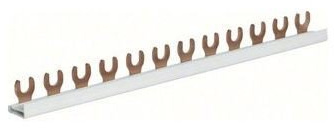 HAGER KDN163B Phasenschiene 1P 63A 10qmm 57 Einh.Gabelanschluss isoliert Grau