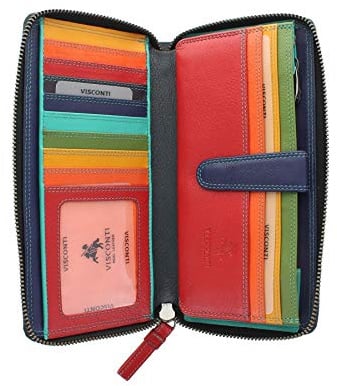 Visconti Leather Spectrum Collection IRIS Zip Round Purse with RFID Blocking SP33