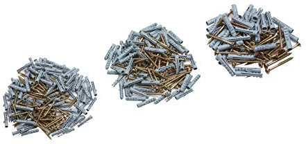 Metafranc Universalschrauben- und Dübel-Sortiment 400-teilig - Diverse Größen - Senkkopf - PZ Pozidriv-Antrieb - Vollgewinde - Gelb verzinkt / Schrauben-Set mit Dübeln / 949450