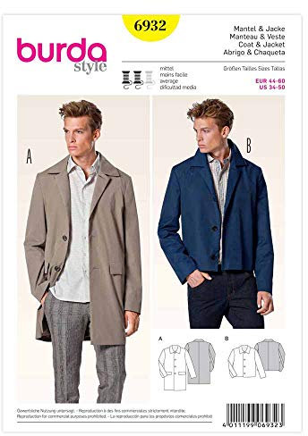 Burda Style Sewing Pattern B6932 Men's Coat and Jacket