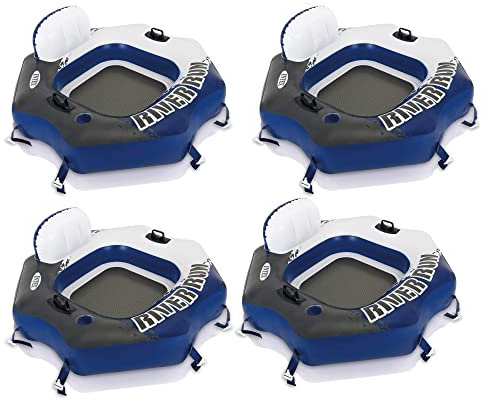 INTEX River Run Connect Inflatable Floating Lake Lounge for Adults, 4-Pack