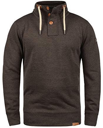 !Solid SDTripTroyer Herren Sweatshirt Troyer Pullover mit Stehkragen Knopfverschluss Reißverschluss Kordelzug Rippbündchen Baumwollmischung Regular fit, Größe:M, Farbe:Coffee Bean Melange (8973)