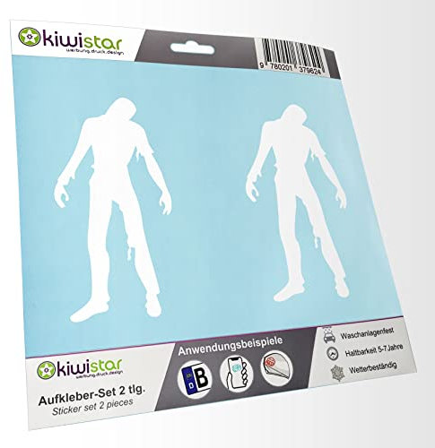 - 2X Kennzeichenaufkleber - Zombie - Untoter - Leiche - Autoaufkleber - Evolution Charles Darwin Aufkleber für Auto, Laptop, Fahrrad, LKW, Motorrad Mehrfarbig JDM Decal Racing