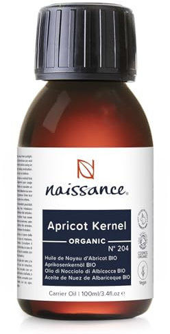 Naissance Organic Apricot Kernel Oil (No. 204) - 100ml - Natural Moisturiser for Skin, Face, Beard, Nails, Hair, Body, Scalp - Massage, Aromatherapy, DIY Beauty, Conditioner