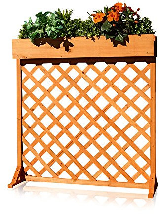 Melko Rankgitter Rankhilfe mit Blumenständer Blumenkübel Blumenkasten Pflanzkorb aus Holz, 100 x 35 x 104 cm, Braun