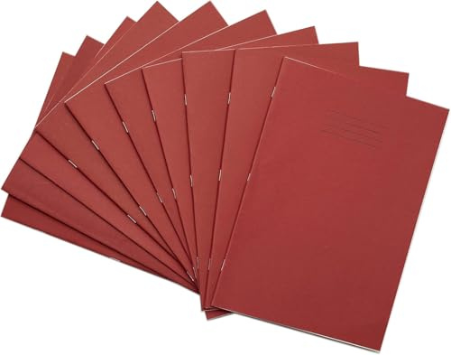 Rhino A4 Exercise Books, 32-Page / 15mm Lined with Blank Alternate Pages Notebook, 100-Pack, Office & School Stationery Supplies, Red