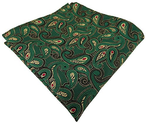 TigerTie Designer Einstecktuch in grün rot gold schwarz Paisley gemustert