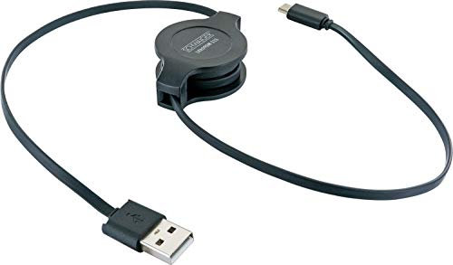 Schwaiger LKR090 M 533 piatto Micro USB retrattile cavo di sincronizzazione/ricarica (0,9 m) Nero
