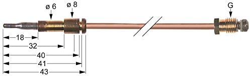 Fagor Termopar para CG9-51LC, CG9-51RC, CG9-51L, CG9-51R longitud 1000 mm casquillo M8x1
