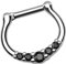 Piersando Universal Piercing Scharnier Clicker Ring Tribal mit Kristall Vintage Septum Tragus Helix Ohr Nase Lippe Brust Intim Silber Schwarz 1,2mm