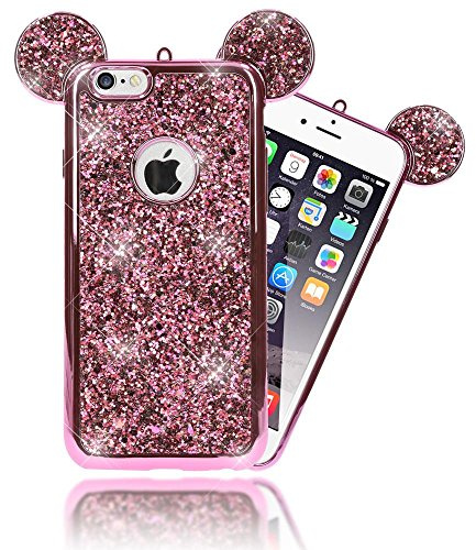 NALIA Handyhülle für iPhone 6 6S - Glitzer & Silikon - Hülle, Pink