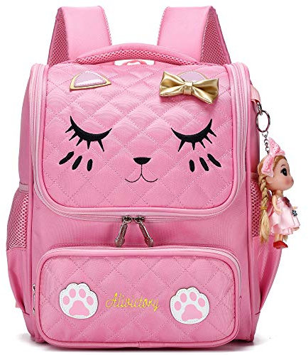 AO ALI VICTORY Mädchen-Rucksäcke, wasserdicht, niedlicher Rucksack für Kinder, Kleinkinder, Mädchen, Vorschule, Büchertaschen, Grundschultaschen, A-rosa, Large