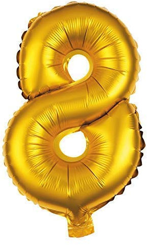 Party Factory Folienballon 80cm Gold Zahlenballon, Luftballon, Geburtstag, Zahl für Helium und Luftfüllung geeignet (Zahl: 8)