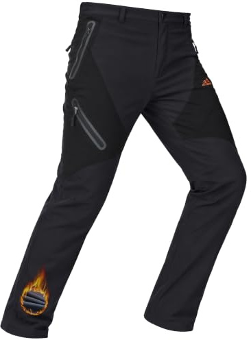 TACVASEN Men's Waterproof Fleece Lined Work Trousers Thermal Winter Trouser | Hiking Walking Warm Outdoor Ski Softshell Pants