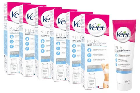 Veet Haarentfernungs-Creme Bikini & Achseln sensible Haut (6 x 100ml)