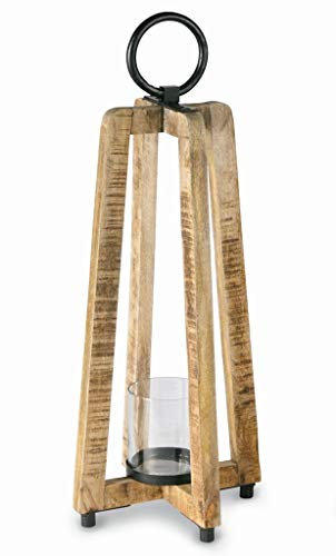 Mud Pie Windlicht mit Metallgriff Short braun