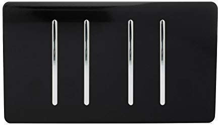 Trendi 4 Gang (2 Way & 1x Intermediate) Glossy 10 Amp Rocker Light Switch Piano Black