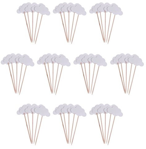 50 Stück Tortenaufsätze Wolkenförmige Cupcake Toppers Cupcake Picks für Hochzeit Geburtstag Dekoration - Weiß