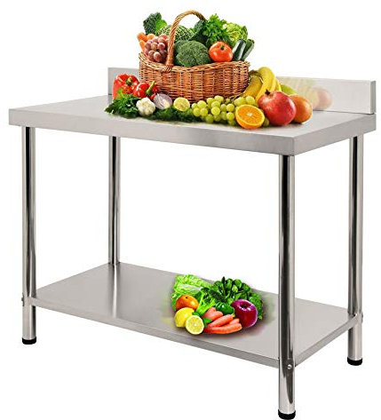 LZQ Professioneller Edelstahltisch Arbeitstisch Edelstahl Küchentisch Gastro Tisch Zubereitungstisch für Küche Bar Restaurant (Mit Aufkantung, L x B x H: 100 * 60 * 85 cm)