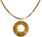 VERA NAVARRO - Collana con Pendente Mandala Aperto Dorato in Oro Vegetale Ø 30 mm - Catena Doppio Filo Cerato 42 cm con Abbellimenti - 100% Naturale Fatto a Mano