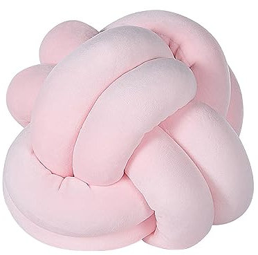 Beliani Modernes Knoten-Ball Dekokissen Samtstoff rosa rund 20 x 20 cm Malni