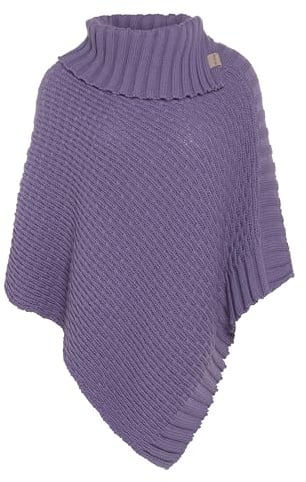 KNIT FACTORY - Nicky Gestrickter Poncho - One Size | Damen Strickponcho mit Kragen - Damen Pullover aus Wolle - Umhang - Für den Herbst und Winter - Hochwertige Qualität