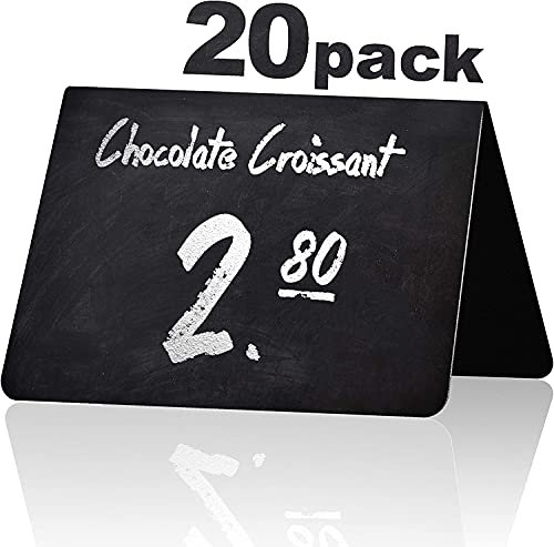 VIOKS 20er SET Kreidetafeln zum Beschriften im Zelt-Stil & Reserviert Schilder für Hochzeit, Gastronomie/Tischkarten Namensschilder Preisschilder