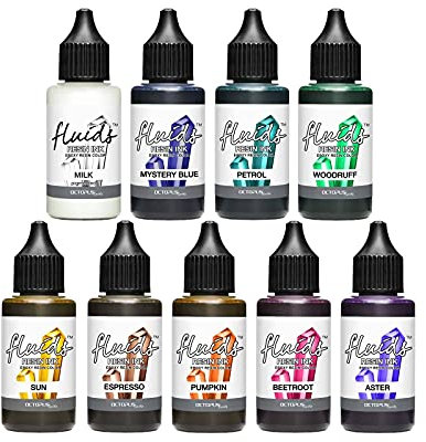 Octopus Fluids Resin Ink Set DARK, Alcohol Ink für Epoxidharz und UV-Resin, Resin-Farbe, Harz-Farbe 9x 30 ml
